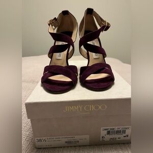 Jimmy Choo Dark Hydrangea Suede Heels